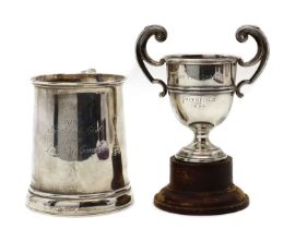 A Victorian silver glass bottomed mug
