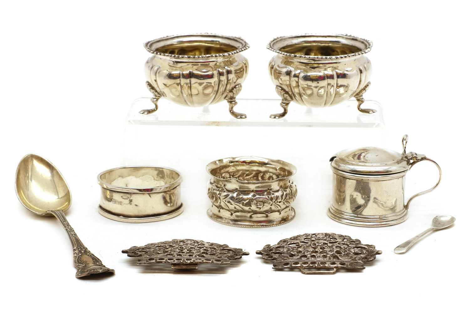 A collection of silver items,