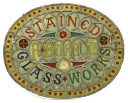 A stained and leaded glass panel
