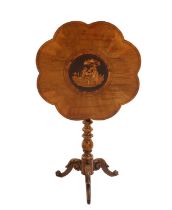 A Sorrento walnut and inlaid pedestal table,