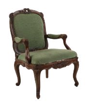 A Louis XV-style oak fauteuil