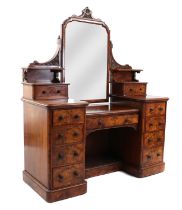A Victorian burr and figured walnut dressing table