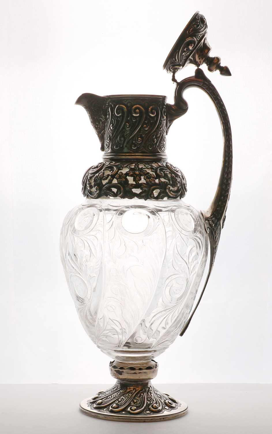 A Victorian silver mounted Stourbridge glass claret jug, - Image 3 of 5