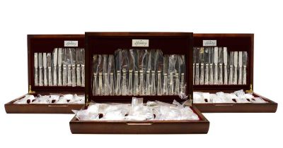A group of three Housley silver plated canteens of cutlery