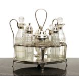 A George III silver cruet set,