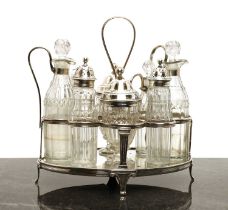 A George III silver cruet set,