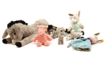A collection of modern Steiff donkeys