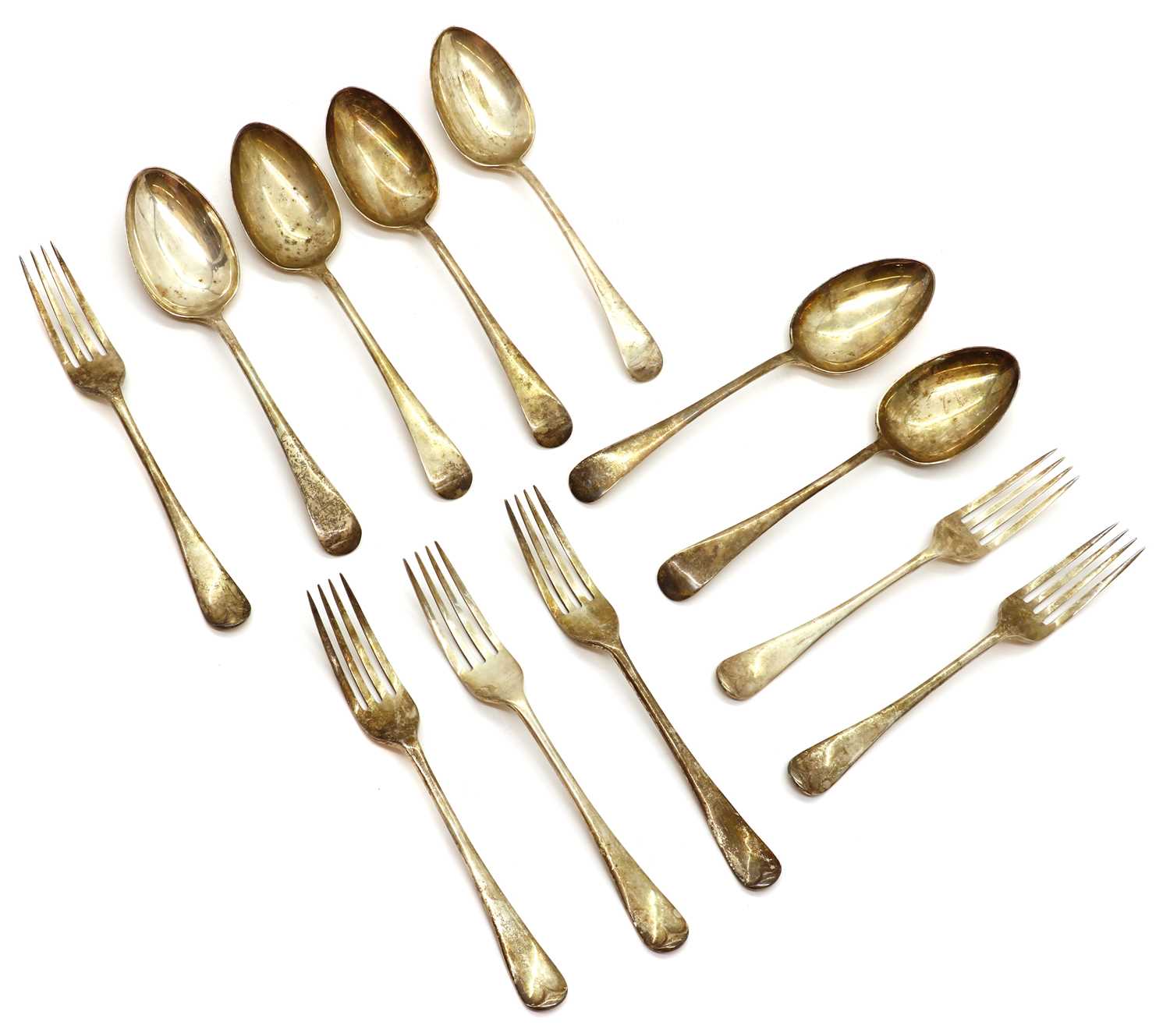 A set of silver tablespoons and forks