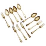 A set of silver tablespoons and forks
