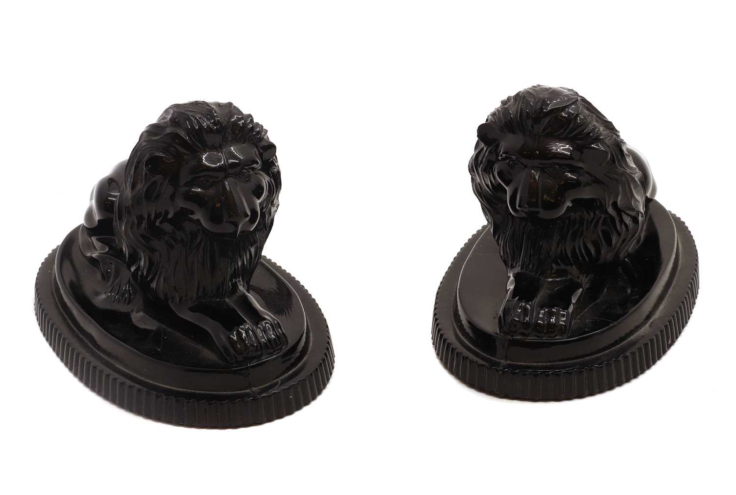 Two pairs of John Derbyshire pressed glass lions, - Image 4 of 13