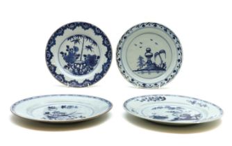 Four Dutch blue and white delft plates