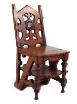 A mid-Victorian walnut Metamorphic library chair,