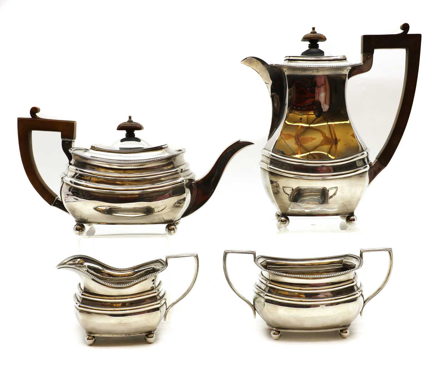 A silver four piece tea service - Image 2 of 3