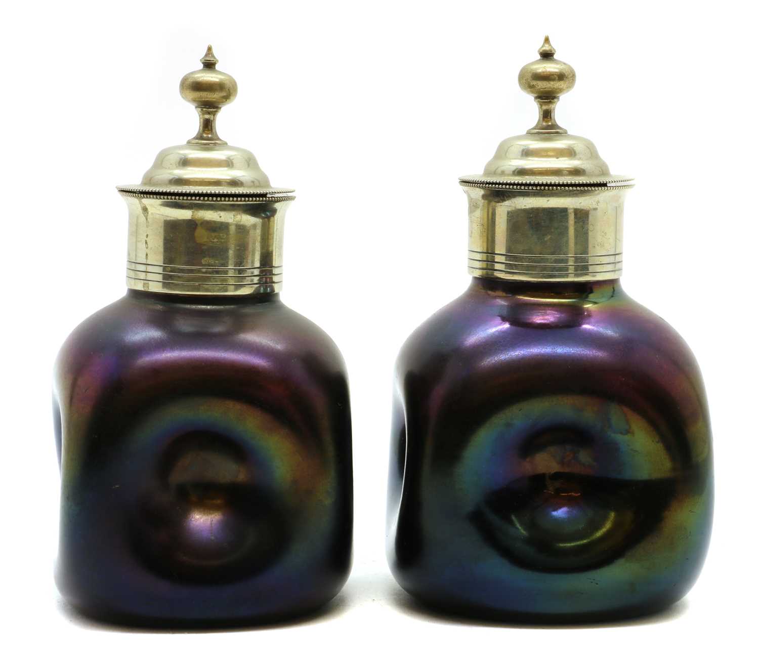 A pair of Thomas Webb 'Bronze Ware' decanters, - Image 2 of 3