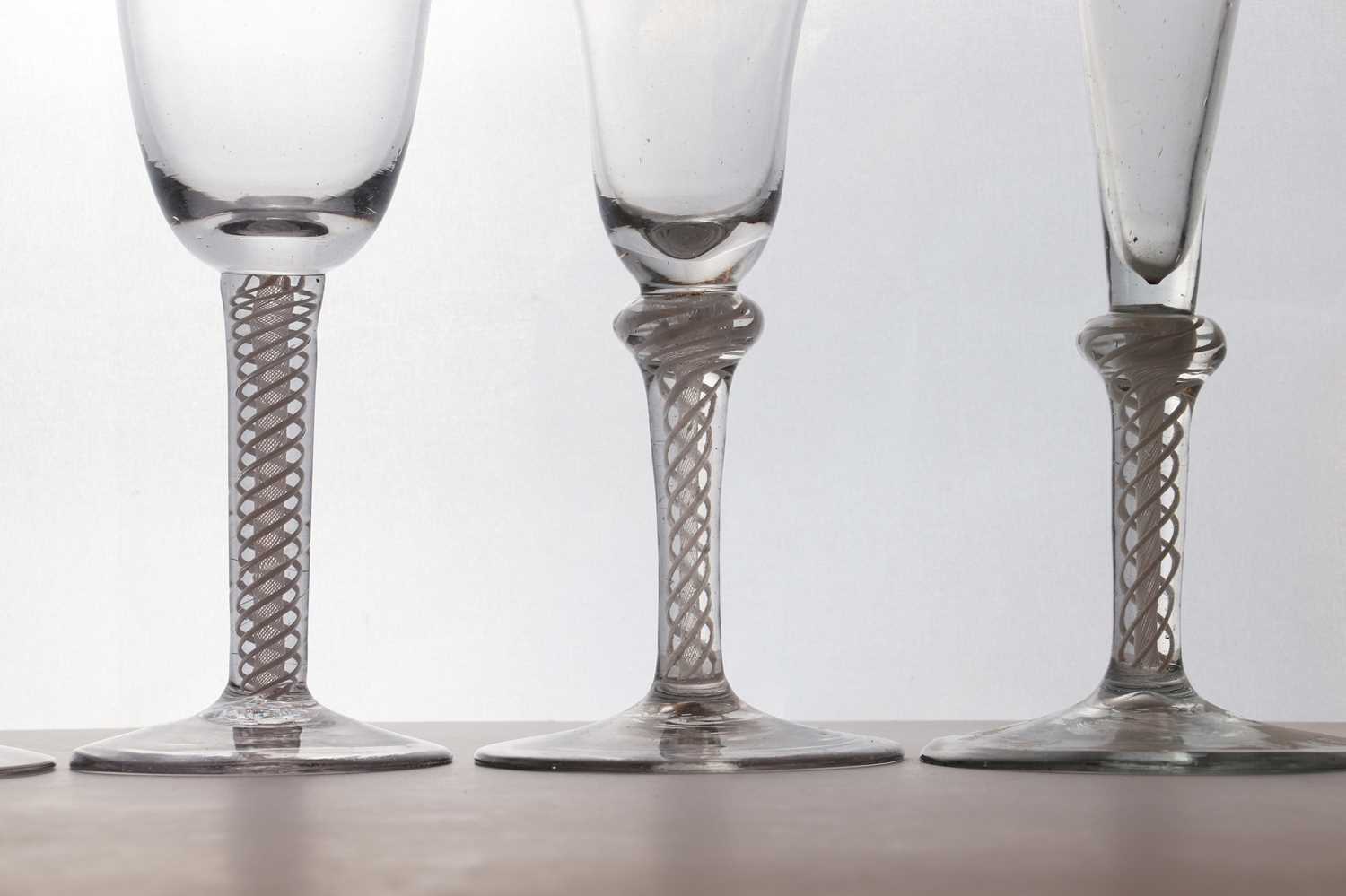 A set of three 18th century style facet cut wine glasses, - Image 2 of 4