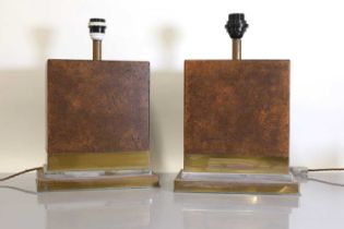 A pair of Art Deco-style faux patinated bronze table lamps,