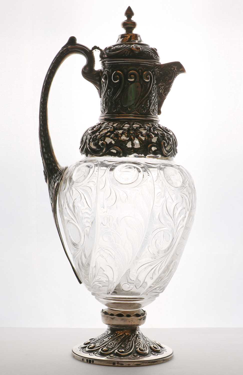 A Victorian silver mounted Stourbridge glass claret jug, - Image 2 of 5