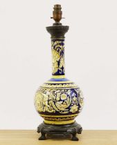 An Italian revival maiolica lamp