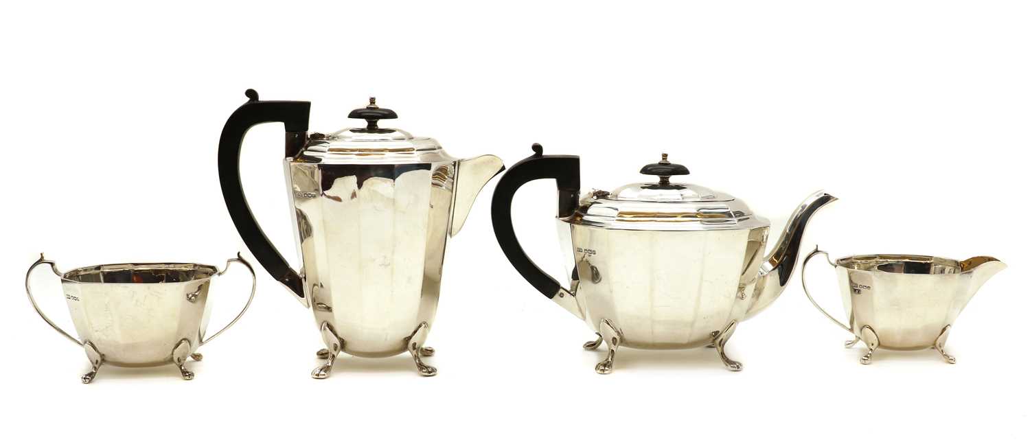 A four piece silver tea service