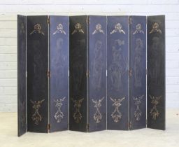 An Aesthetic-style ebonised eight-leaf dressing screen,