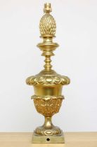 A gilt metal table lamp,