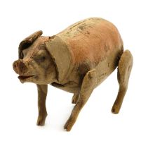 A painted papier mache 'Automaton' Pig,