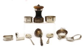 A small group of silver items