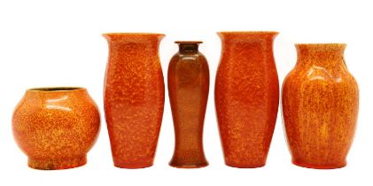 A group four of Royal Lancastrian pottery vases,