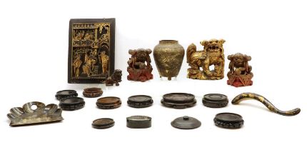 A group of Chinese wood items,