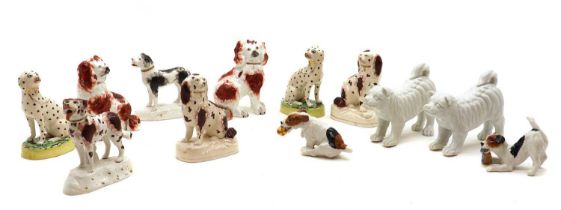 A group of pottery dogs