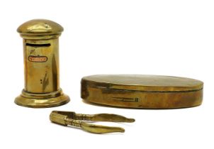 A Dutch brass tobacco box