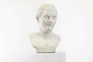 A plaster bust after the antique,