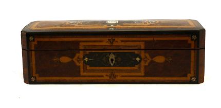 An amboyna and specimen wood glove box