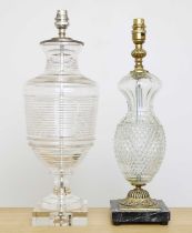 Two glass table lamps