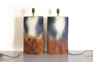 A pair of stoneware table lamps,