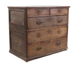 A Queen Anne joined oak chest of drawers