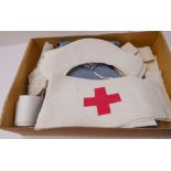 A WW2 British VAD (Voluntary Aid Detachment) nurse's uniform: blue cotton dress with Danco label and