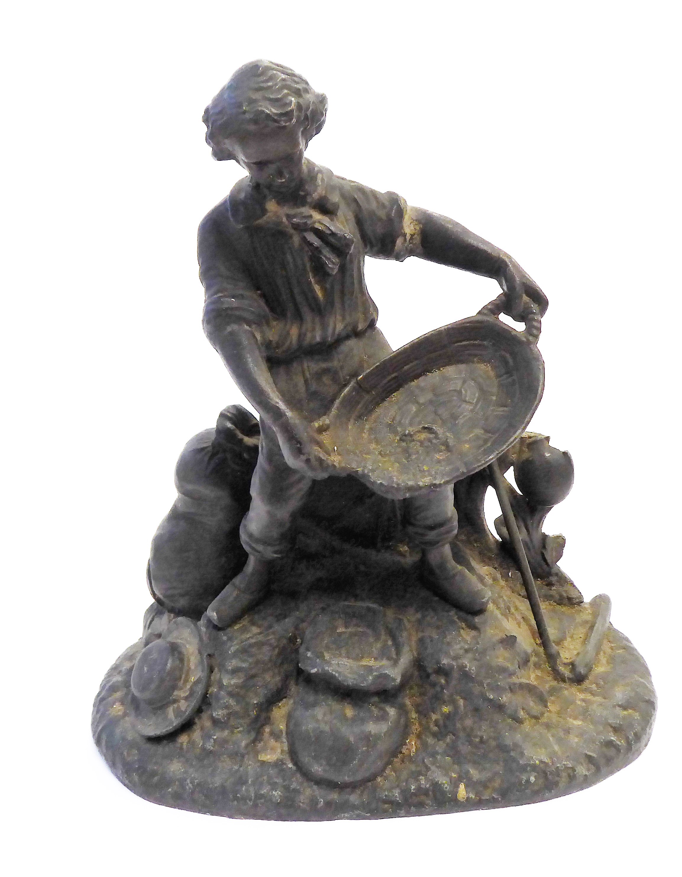 'The Harvest' - a late 19th century Victorian bronzed-spelter figure modelled as a farmer with