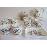 An Aynsley 'Pembroke' part coffee service: 12 coffee cans and 13 saucers, cream jug (7 cm), jug (