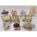 An interesting selection of ten ceramic pieces  to include 19th century hand-decorated continental