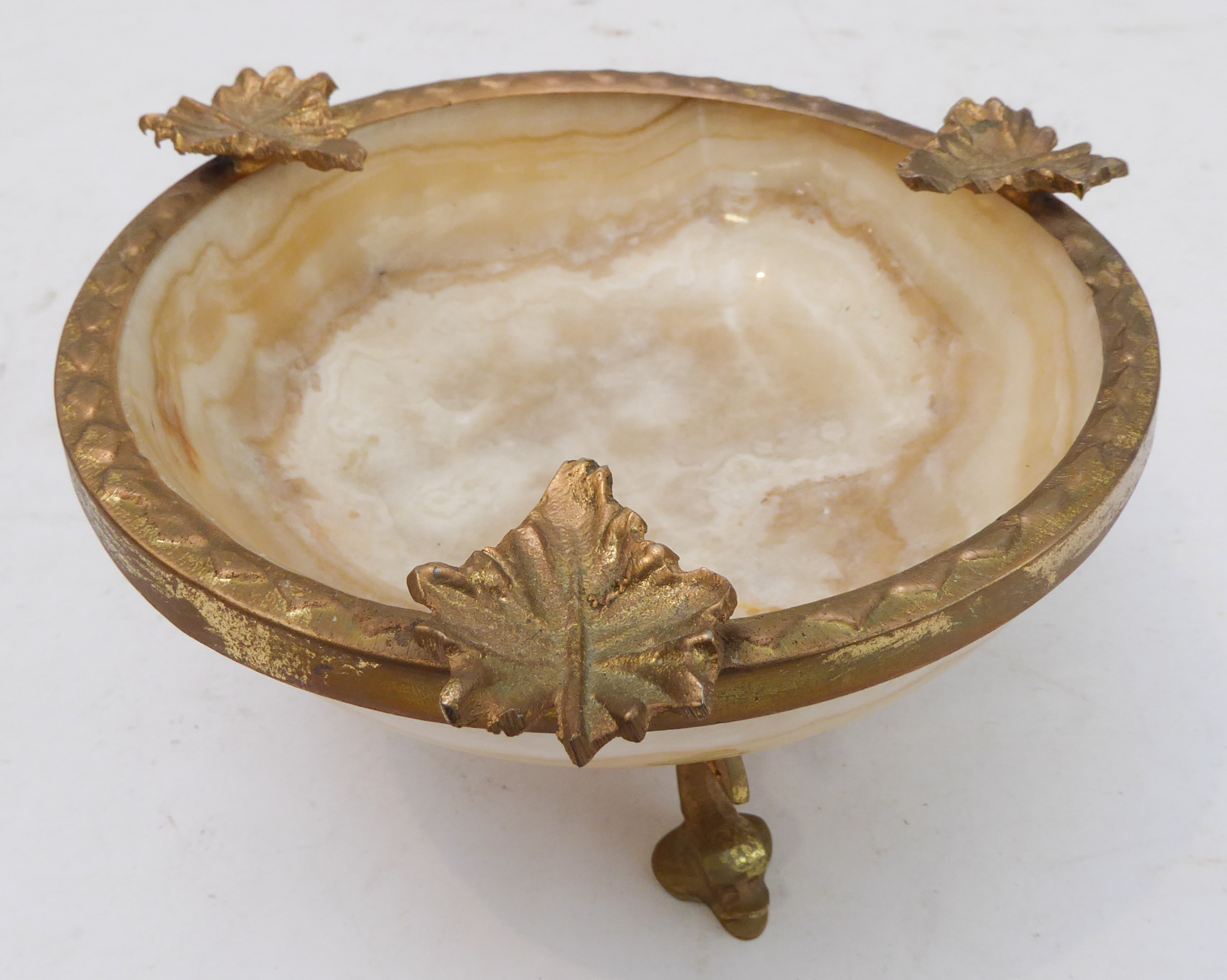 A set of six mid-20th century gilt-metal-mounted onyx cups and saucers, three other pieces of onyx - Image 4 of 6