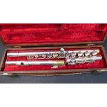 TO BE SOLD ON BEHALF OF SUE RYDER CARE A Boosey & Hawkes 'Emperor' silver-plated flute in brown-