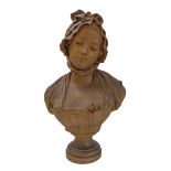 After G. Levy - a late 19th to early 20th century terracotta bust of a young lady, signed G. Levy