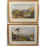 A pair of colour prints: Scottish Highland scenes (each print approx. 35 x 56.5 cm), framed and