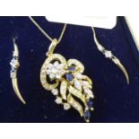 A good quality 18-carat gold and sapphire necklace with matching earrings