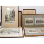 Various gilt framed and glazed hand-coloured engravings including: a map engraving of