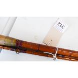 Vintage cane coarse fishing rod by Hardy, signed "The Gold Medal Rod, Palakona Regt, No.246900",