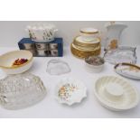 Kitchenalia  to include: three glass jelly moulds; a boxed set of Royal Worcester porcelain