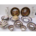 A collection of china and porcelain to include: a pair of French Sèvres-style cobalt-blue and gilt