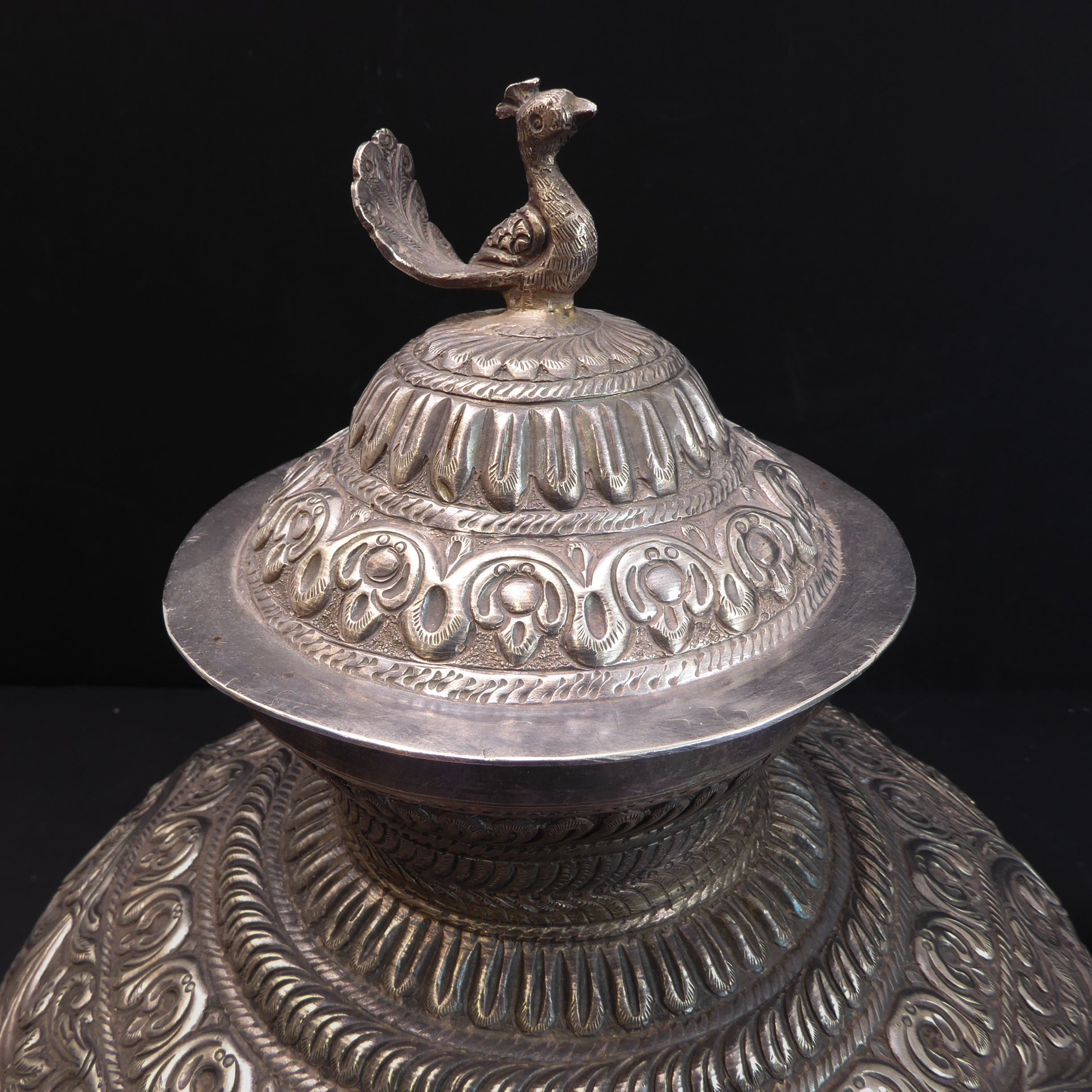 Two pieces of Indian silver plate decorated with scenes of shikar: 1. A large late 19th century - Image 2 of 6